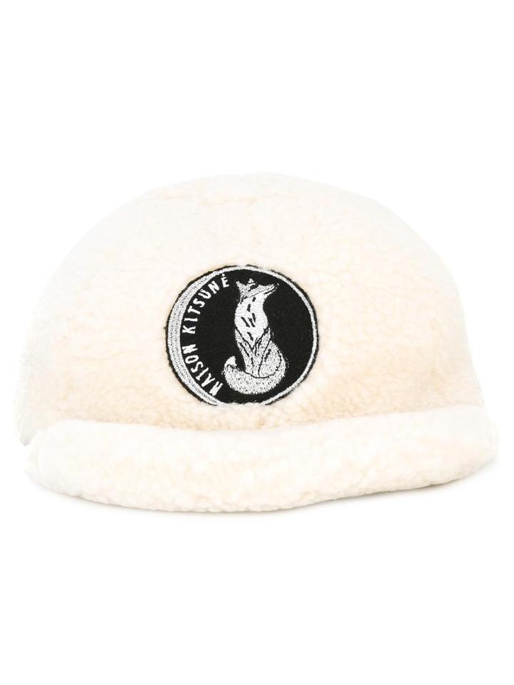 Maison Kitsuné Small Visor Fox Hat, Women's, Size: Medium, White, Cotton/polyester/wool