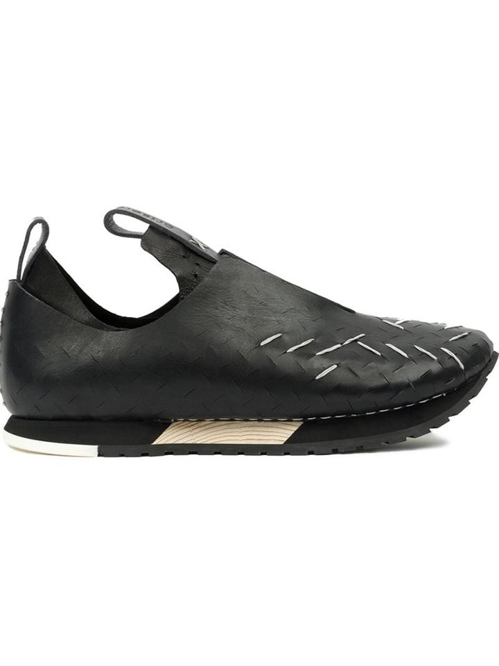Artselab Velcro Fastening Sneakers, Men's, Size: 45, Black, Leather/rubber/calf Leather/nappa Leather