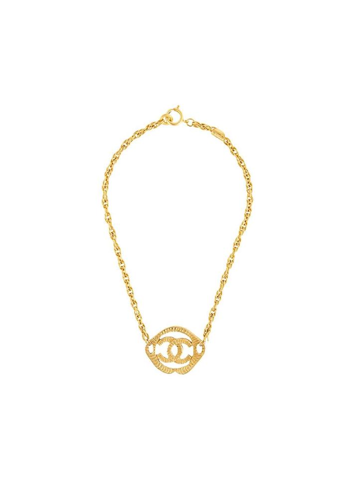 Chanel Pre-owned Logo Medallion Necklace - Metallic