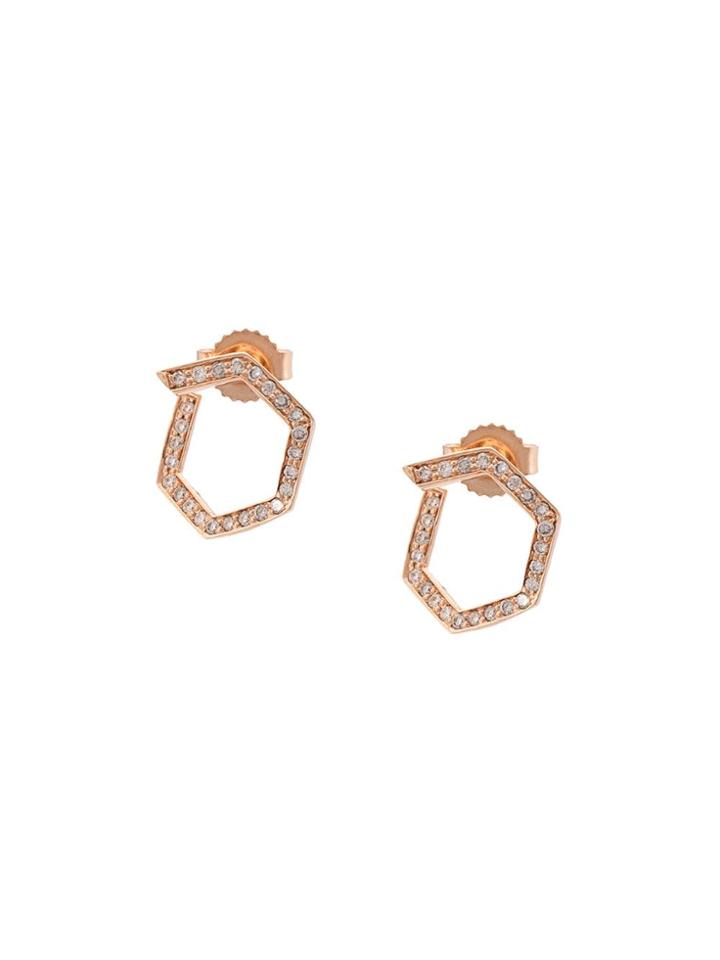 Eva Fehren 14kt Rose Gold Hexagon Diamond Studs