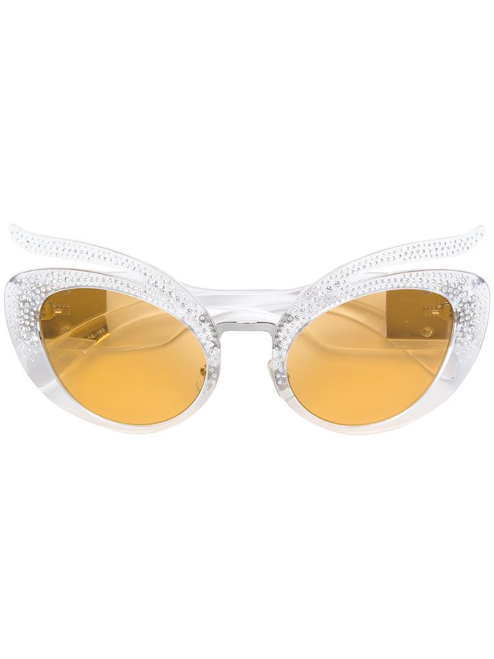 Miu Miu Eyewear Crystal Studded Sunglasses - Nude & Neutrals