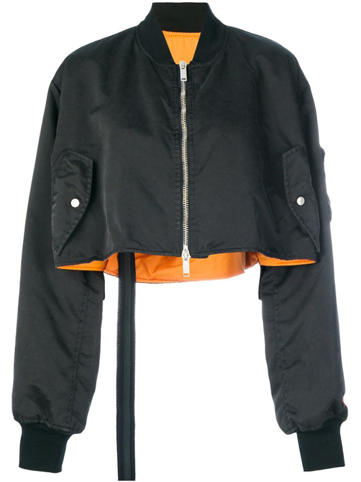 Unravel Project Cropped Skull Bomber Jacket - Black