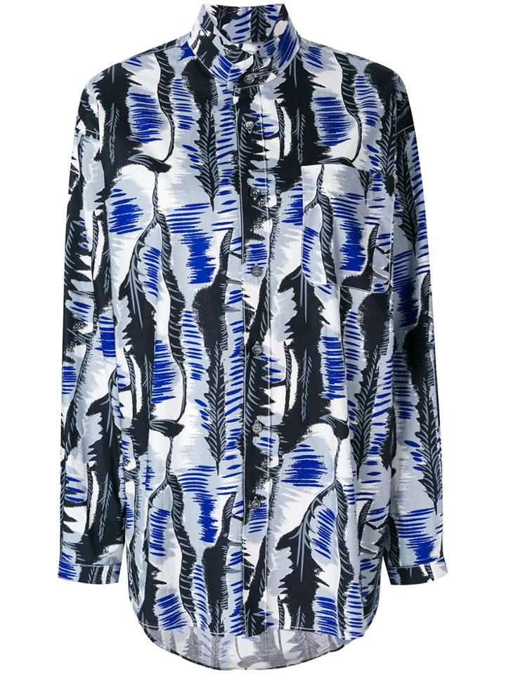 Marni Patterned Mandarin Collar Shirt - Blue