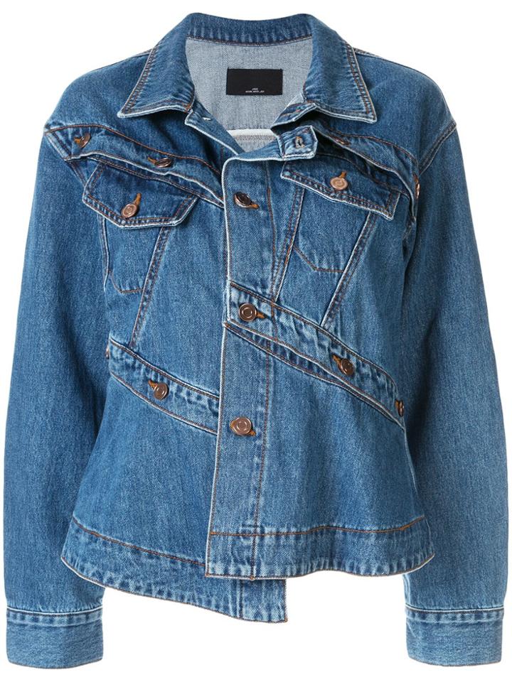 J Koo Asymmetric Denim Jacket - Blue
