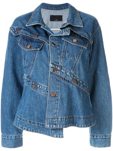 J Koo Asymmetric Denim Jacket - Blue