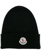 Moncler Ribbed Beanie Hat - Black