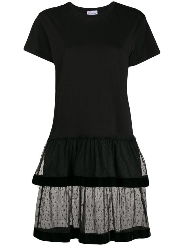 Red Valentino Tulle Skirt T-shirt Dress - Black