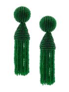 Oscar De La Renta Short Beaded Tassel Earrings - Green