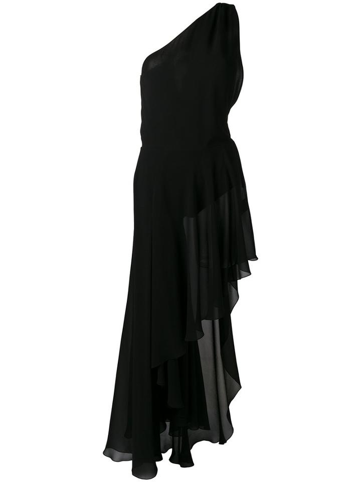 Saint Laurent - One Shoulder Asymmetric Dress - Women - Silk/polyamide/spandex/elastane - 38, Black, Silk/polyamide/spandex/elastane