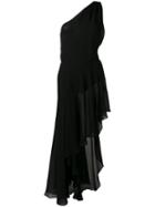 Saint Laurent - One Shoulder Asymmetric Dress - Women - Silk/polyamide/spandex/elastane - 38, Black, Silk/polyamide/spandex/elastane