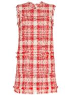 Msgm Check Tweed Mini Dress - Red