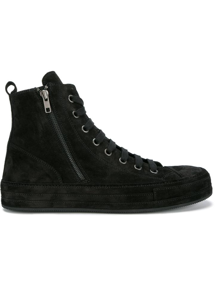 Ann Demeulemeester Black Suede Hi Top Sneakers