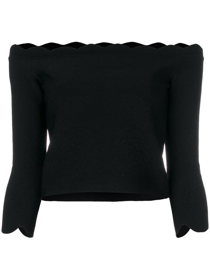 Alexander Mcqueen Off-shoulder Scalloped Top - Black
