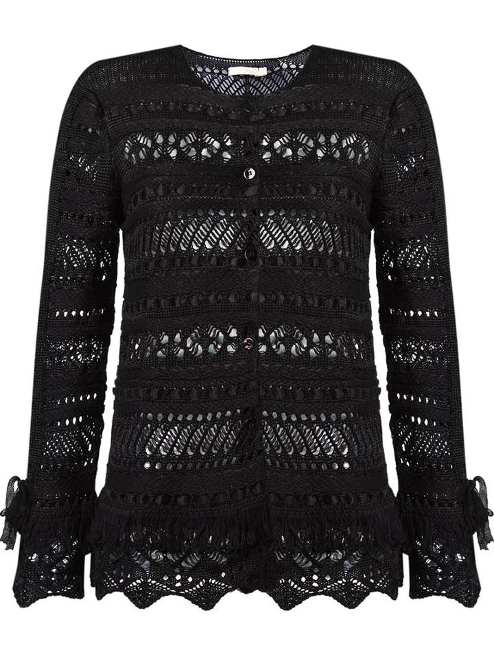 Cecilia Prado Open Knit Tricot Coat, Women's, Size: Medium, Black, Acrylic/viscose