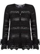 Cecilia Prado Open Knit Tricot Coat, Women's, Size: Medium, Black, Acrylic/viscose