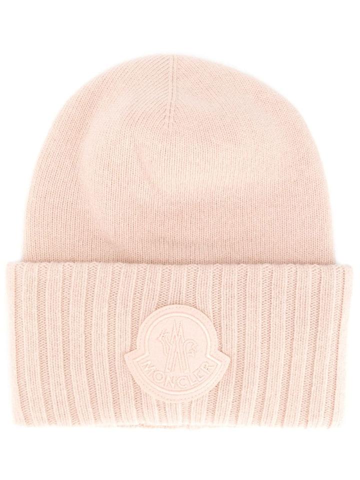 Moncler Logo Patch Beanie - Pink
