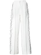Derek Lam Wide Leg Pant With Ruffle Trim - White