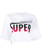 Vision Of Super Cropped Logo Print T-shirt - White