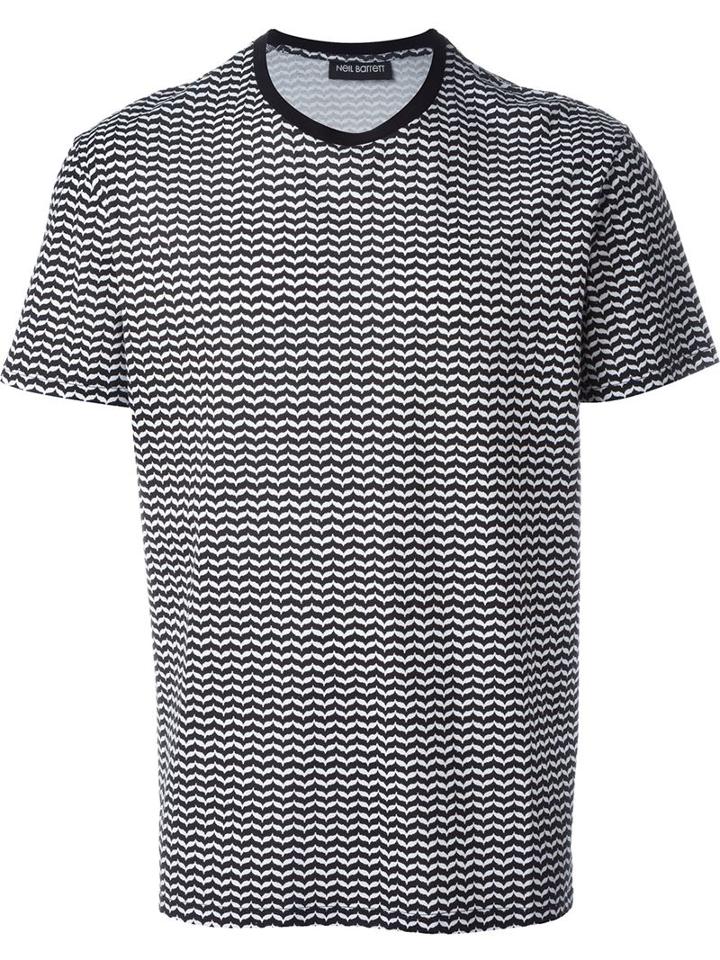 Neil Barrett Pattern Print T-shirt, Men's, Size: Xl, Black, Cotton