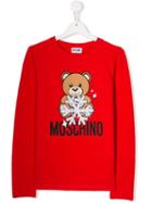 Moschino Kids Teen Teddy Bear Print Top - Red