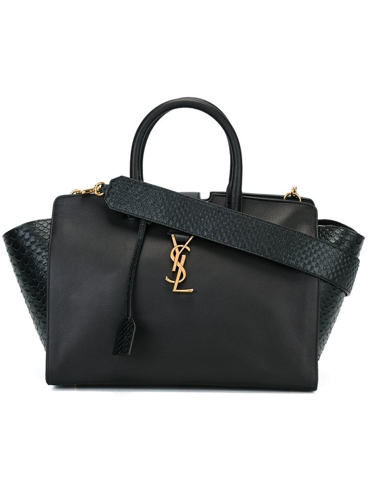 Saint Laurent Small 'monogram Downtown Cabas' Tote, Women's, Black