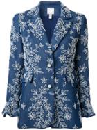 Huishan Zhang Embroidered Denim Blazer, Women's, Size: 10, Blue, Cotton