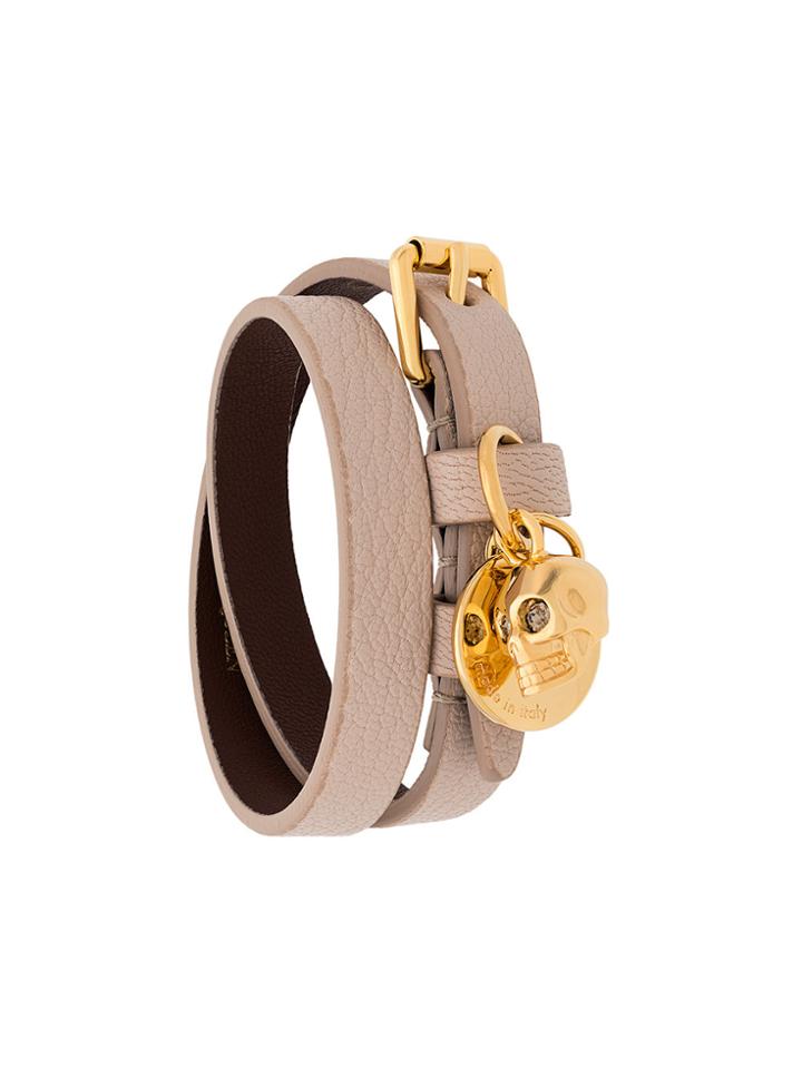 Alexander Mcqueen Double Wrap Skull Bracelet - Nude & Neutrals