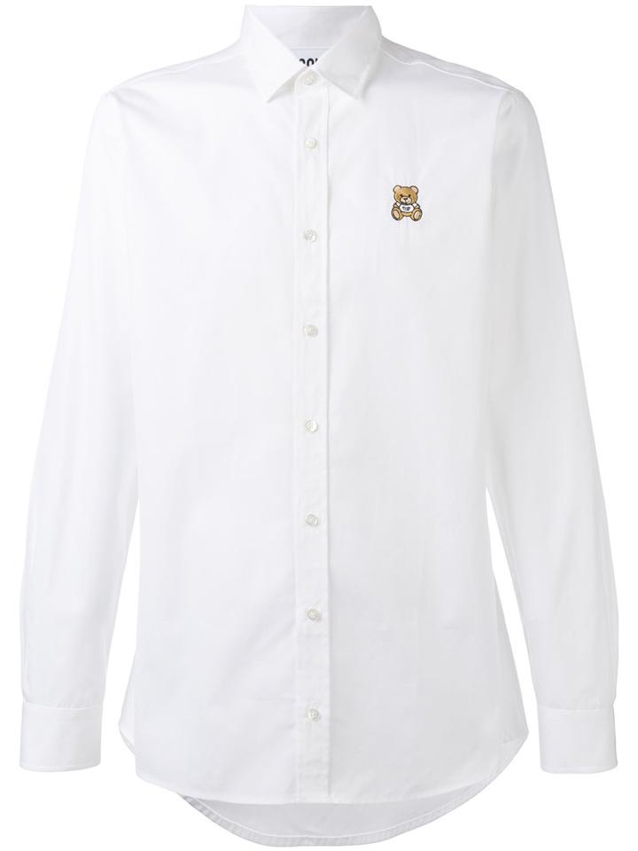 Moschino - Logo Embroidered Shirt - Men - Cotton - 39, White, Cotton