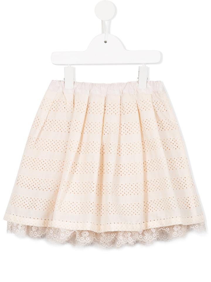 Familiar - Perforated Skirt - Kids - Cotton - 10 Yrs, White