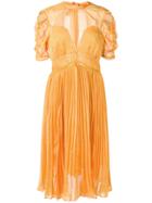Self-portrait Pleated Midi Dress - Yellow & Orange