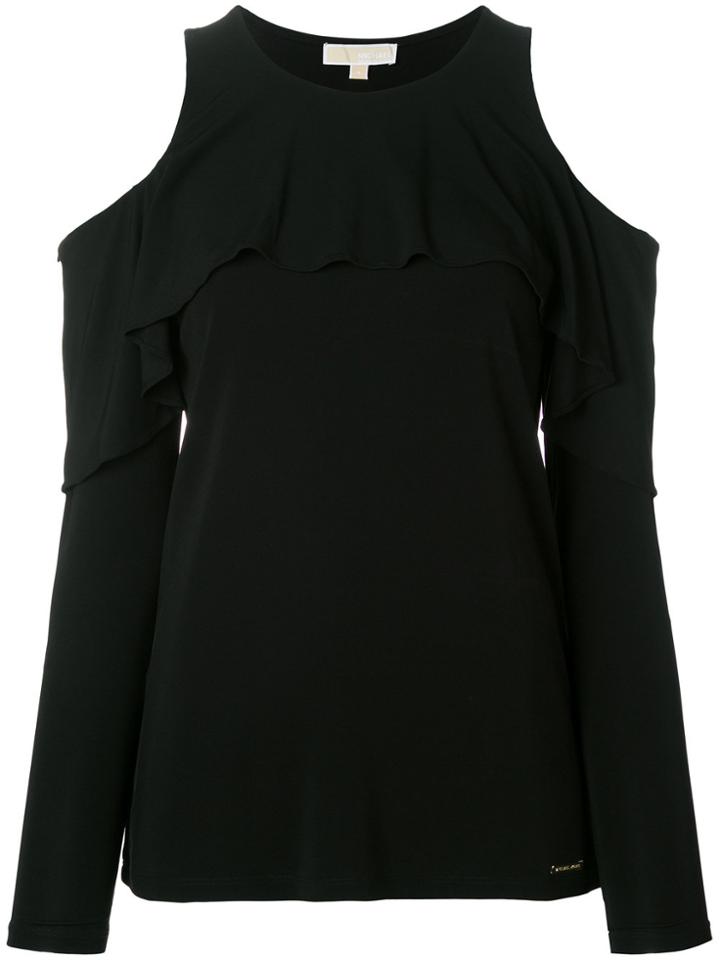 Michael Michael Kors Cold Shoulder Ruffle Top - Black