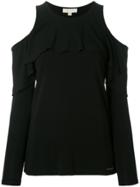Michael Michael Kors Cold Shoulder Ruffle Top - Black