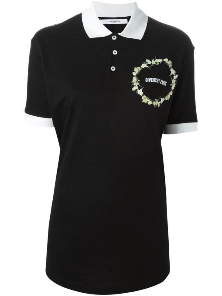 Givenchy Gypsophila Print Polo Shirt, Women's, Size: 38, Black, Cotton