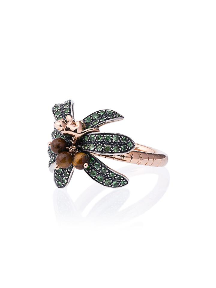 Bibi Van Der Velden 18k Rose Gold Monkey Palm Tsavorite Ring -