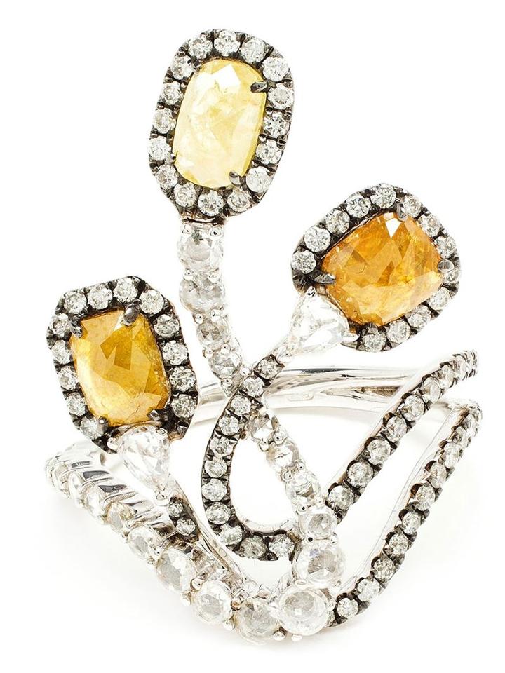 Saqqara 18k White Gold Diamond Three Graces Ring