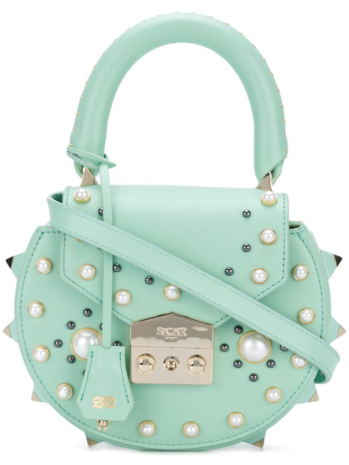 Salar Pearl Embellished Shoulder Bag - Green