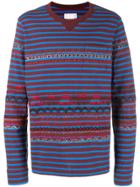 Sacai Striped Embroidered Sweatshirt - Brown