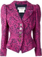 Yves Saint Laurent Vintage Fitted Jacquard Blazer - Pink & Purple