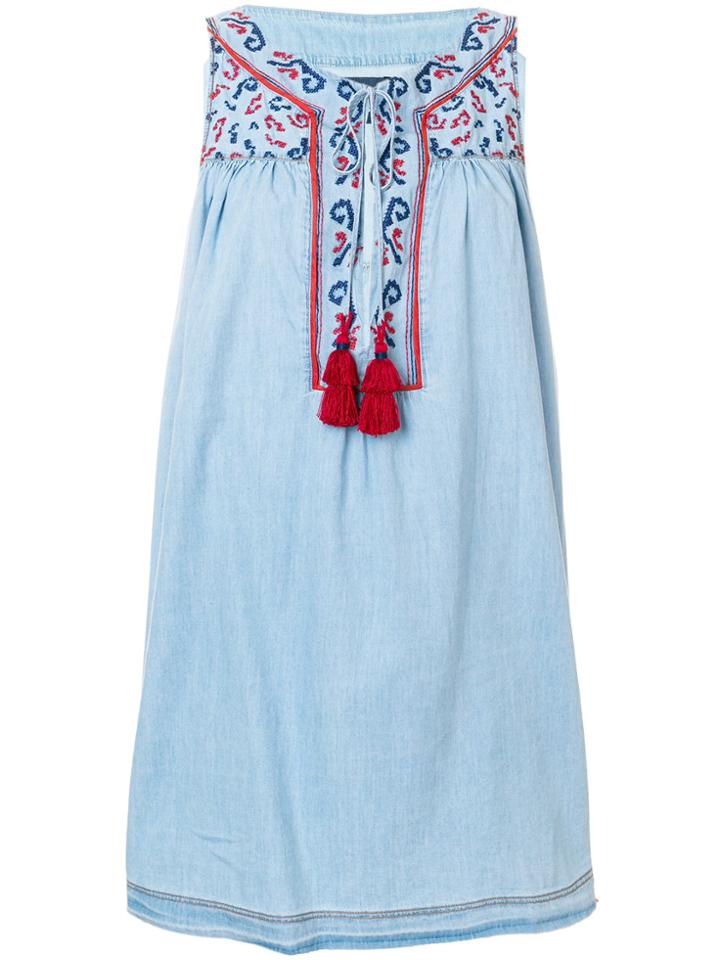Ermanno Scervino Short Embroidered Tassel Dress - Blue