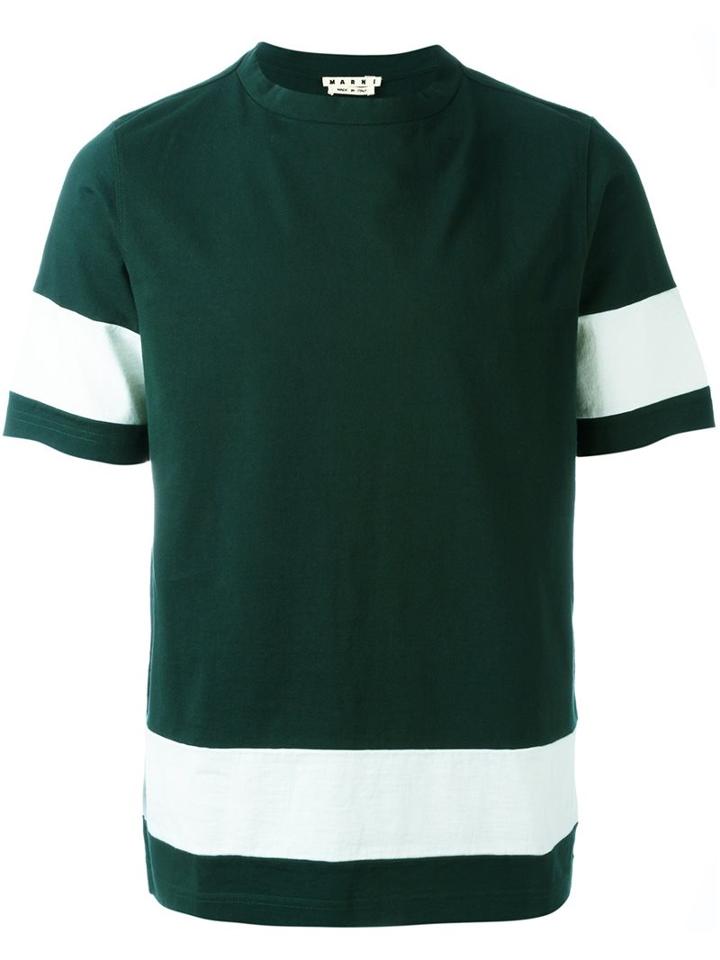 Marni Two Tone T-shirt, Men's, Size: 48, Green, Cotton