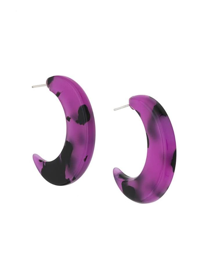 Marine Serre Tortoiseshell Half-moon Earrings - Purple