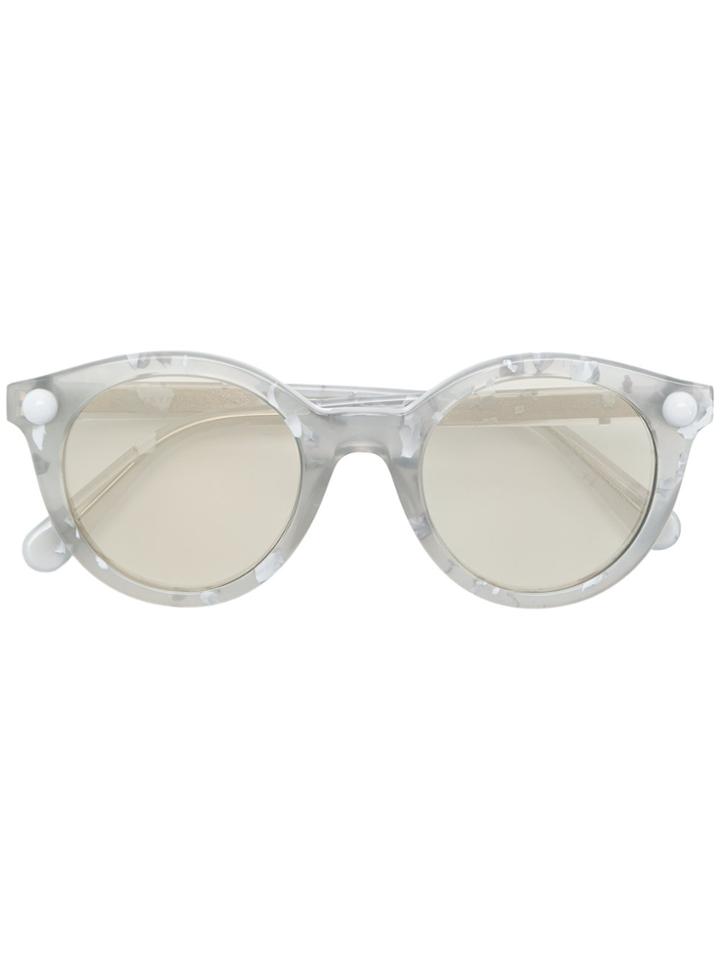 Christopher Kane Eyewear Round Frame Marble-effect Sunglasses - Grey