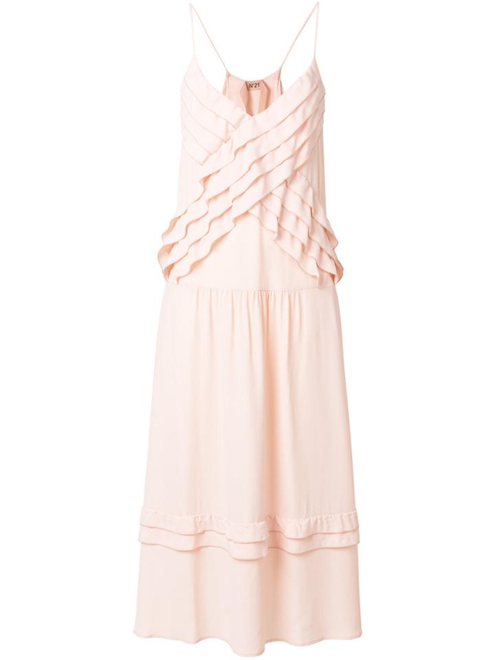 No21 Ruffled Strappy Slip Dress - Pink & Purple