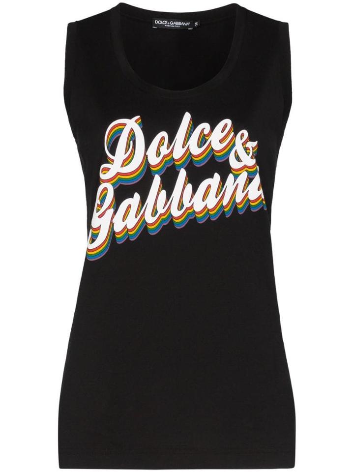Dolce & Gabbana Logo Print Vest Top - Black