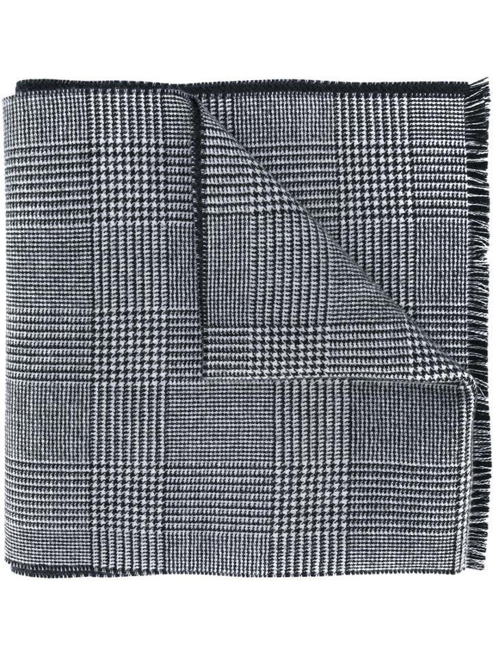 Alexander Mcqueen - Houndstooth Knitted Scarf - Men - Wool - One Size, Black, Wool