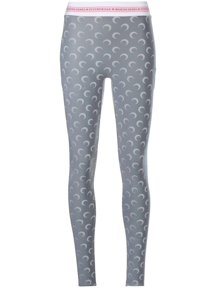 Marine Serre Moon Print Reflective Stirrup Pants - Silver