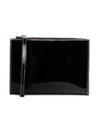 Stella Mccartney Black Logo Print Faux Leather Zip Clutch Bag - 1000