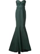 Zac Posen Bustier Gown, Women's, Size: 6, Green, Silk