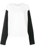 Mm6 Maison Margiela Striped Sleeve Top - White
