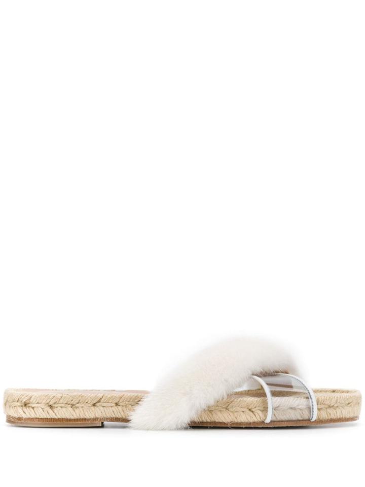 Solange Sandals Cross Strap Espadrilles Mules - White